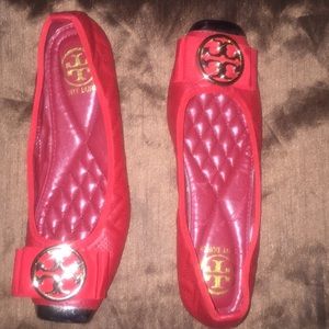 Red and Gold Tory Burch flats size 7 1/2